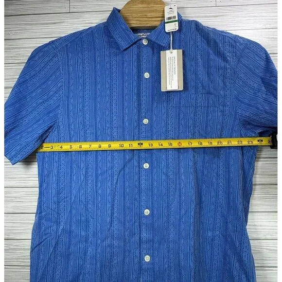 NWT‎ Men's Tommy Bahama Hawaiian Silk Shirt Sz Lg Salt Island Stripe Topaz Blue